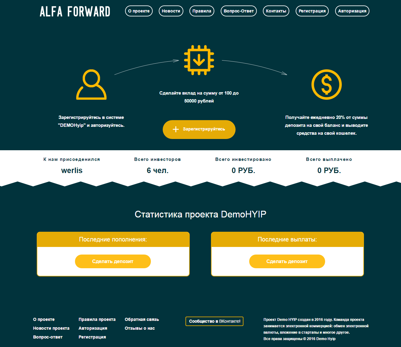 Скрипт инвестиционного проекта