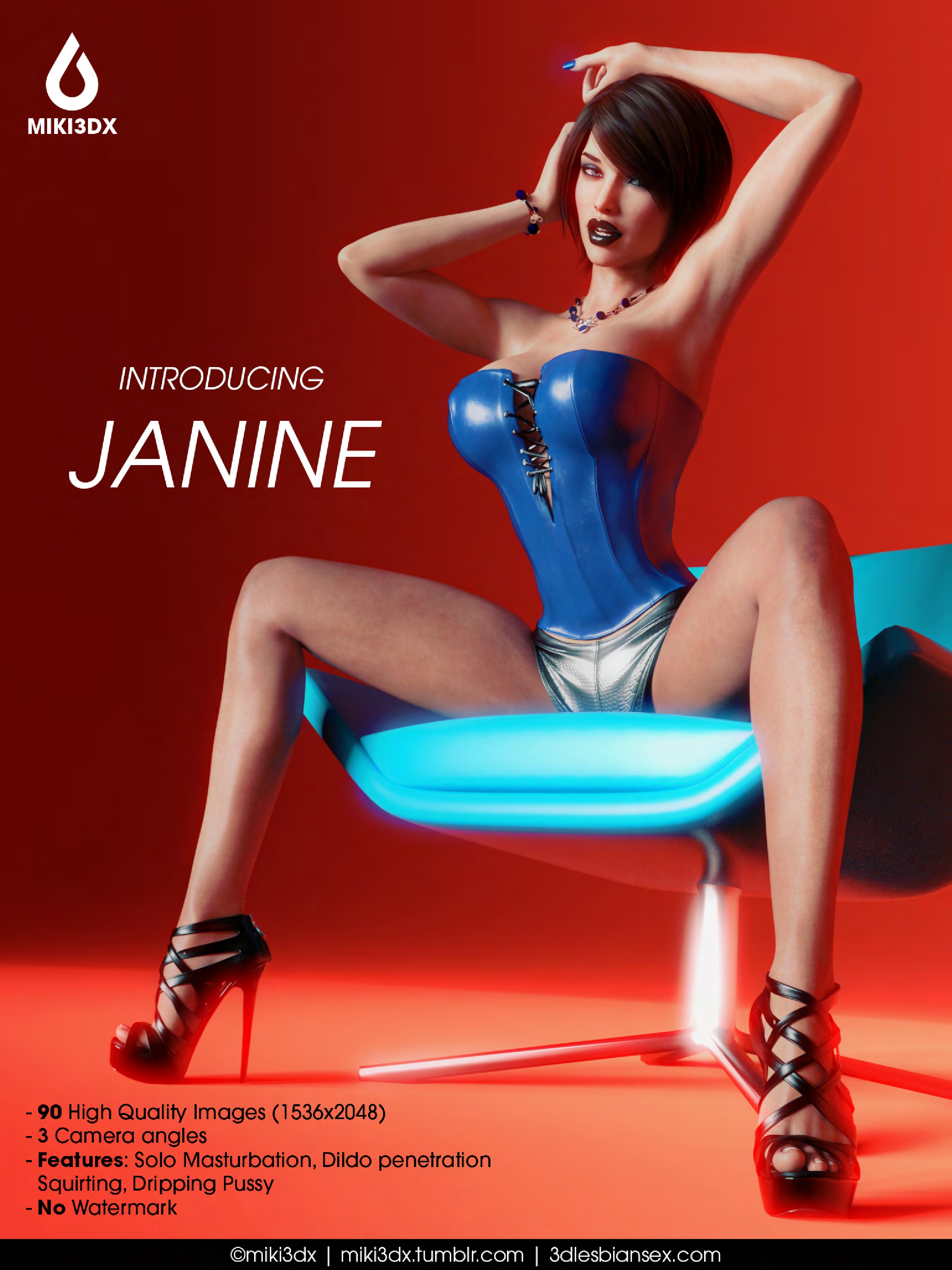 Miki3DX Introducing Janine with sexy short hair and gorgeous latex costume who loves sex toys 3D Porn Comic
