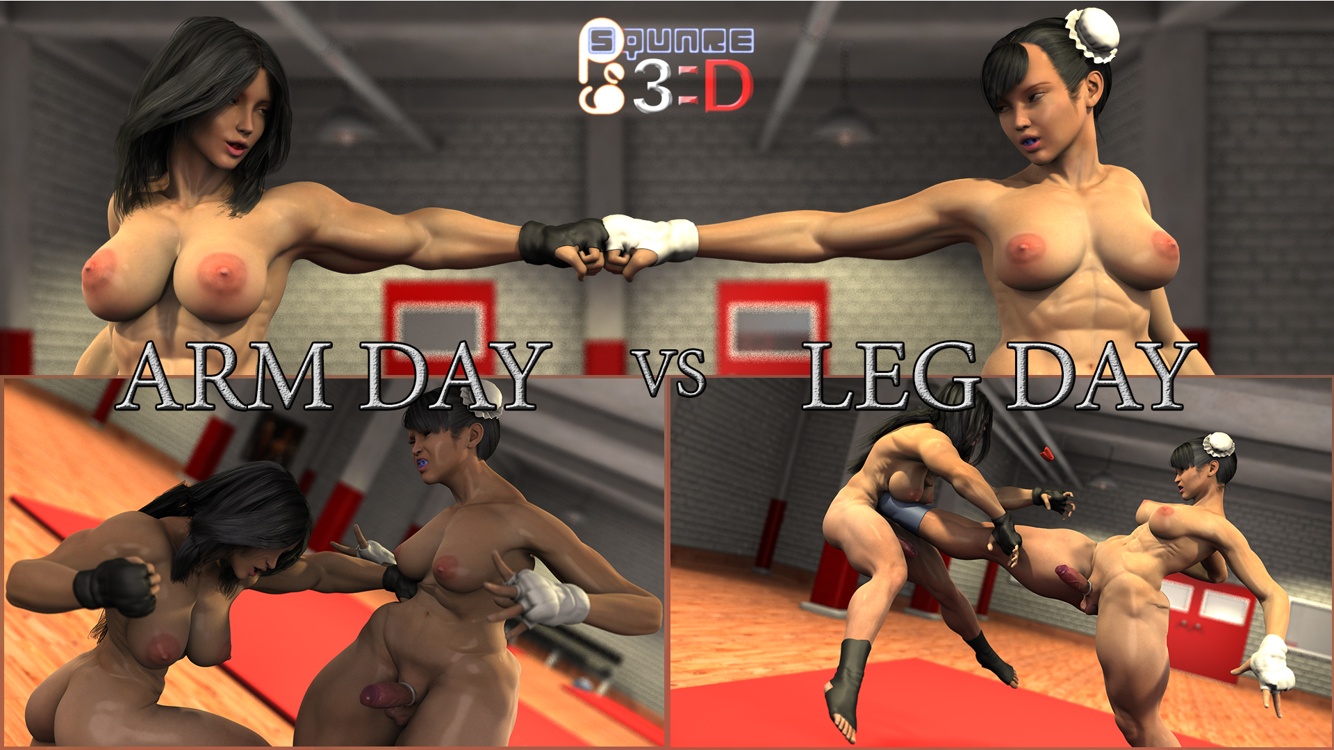 Squarepeg3D Arm Day vs Leg Day 3D Porn Comic